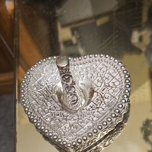 Vintage Silver Plated Heart Ring Holder Jewelry Dish